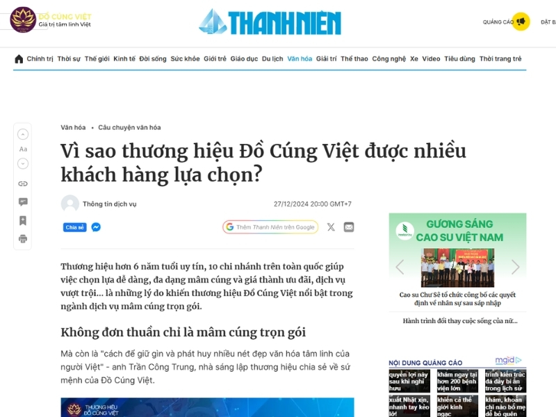 Báo Thanh Niên Nói Gì Về Thương Hiệu Đồ Cúng Việt
