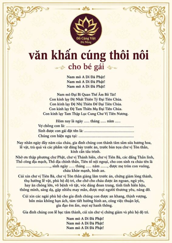 Văn khấn thôi nôi cho bé Gái docungvietdanang