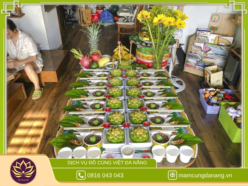Mâm cúng đầy tháng bé trai đơn giản cho chị Hương – Cẩm Lệ, Đà Nẵng
