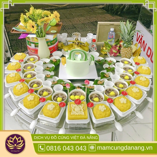 Mâm cúng đầy tháng bé trai đơn giản