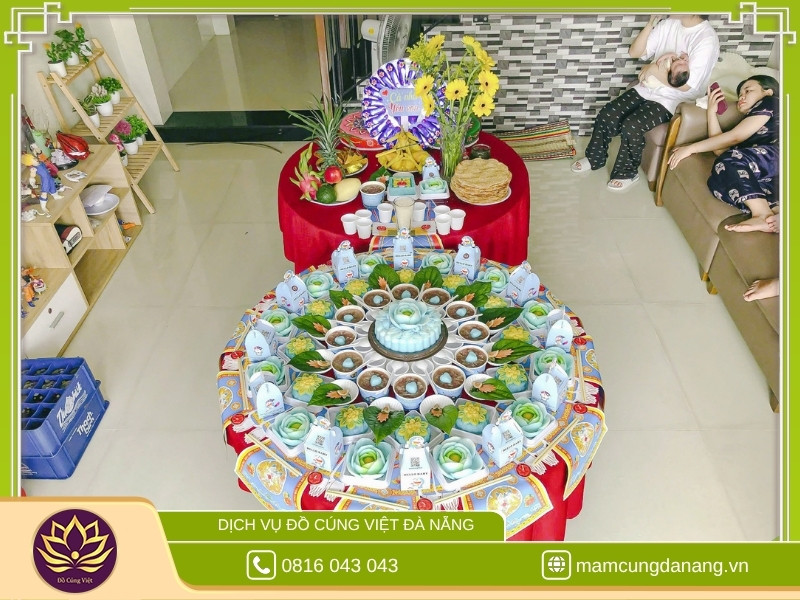 Mâm đầy tháng bé trai đủ lễ cho anh Hoàng – Sơn Trà, Đà Nẵng